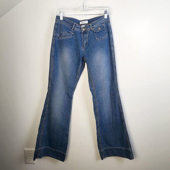 Jill Stuart Mid-Rise Flared Cotton Denim Jeans Size 8 Basic Everyday 90s Y2K - Picture 1 of 5
